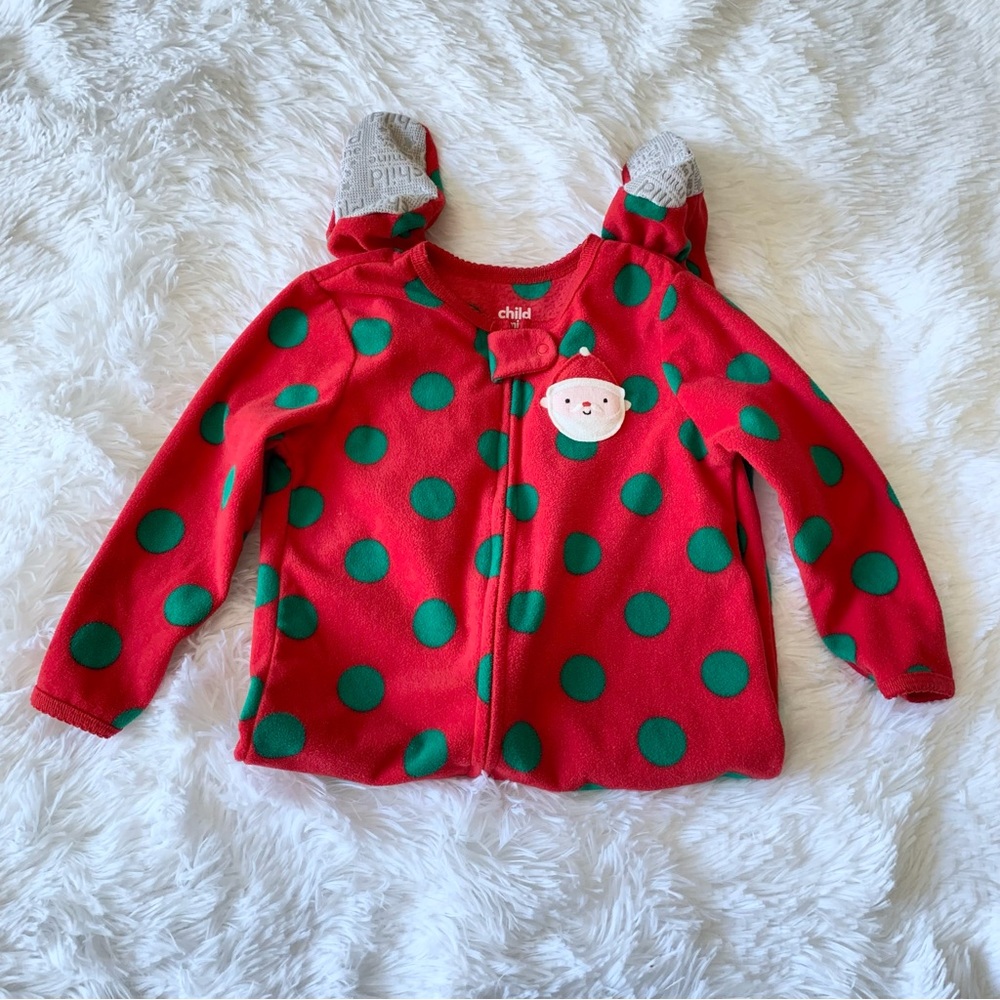 🧁 3 for $25 Christmas Polka dots Pajama footsies 24 months